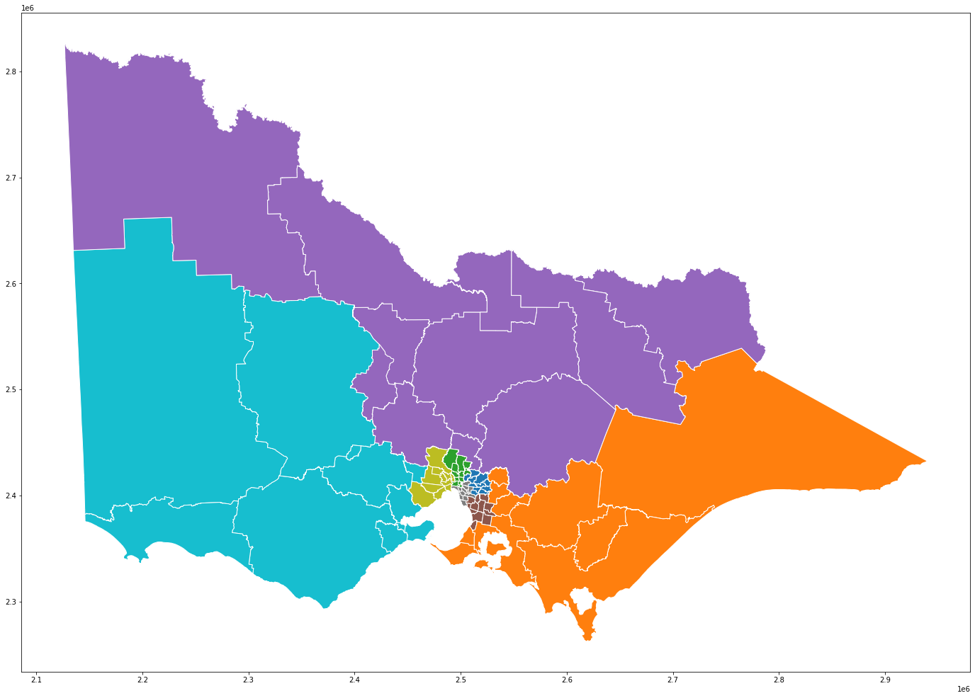 Plot of Victoria's electorates.